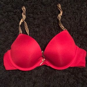 34B Red bra with cheetah straps